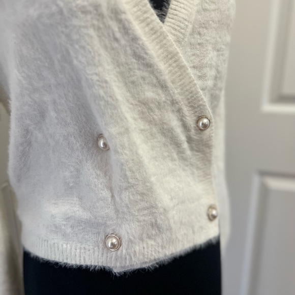 Cupcakes and Cashmere Ivory Mika Fuzzy Sweater with Pear Buttons - Picture 16 of 16